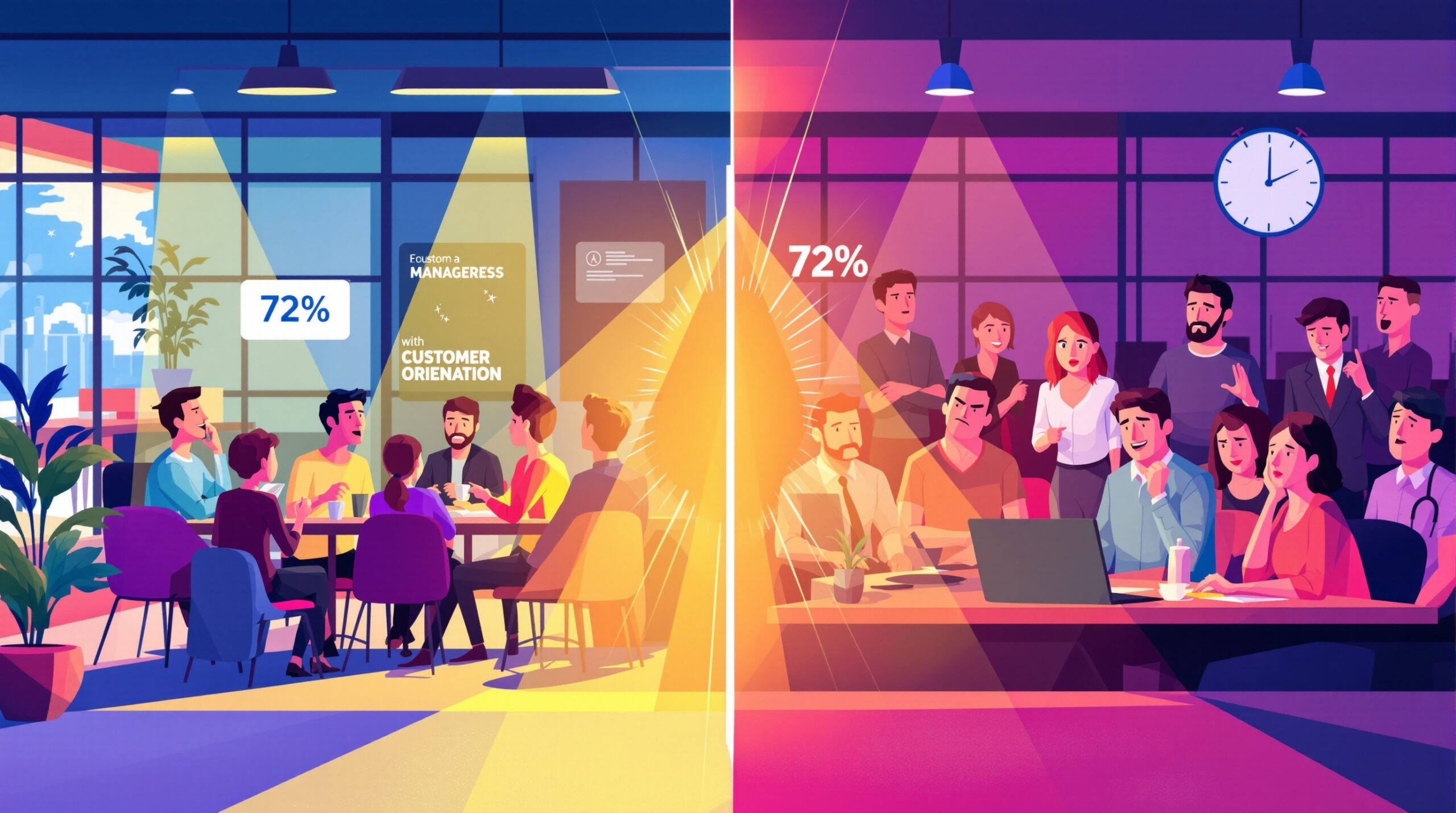 Orientation client: 72% des managers l’estiment orientée client, contre seulement 57% des collaborateurs